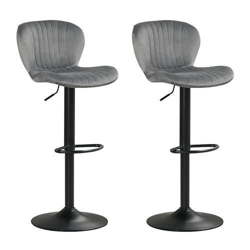 Adjustable Counter Height Chairs Set of 2 with Velvet Upholstered Backrests, Gray