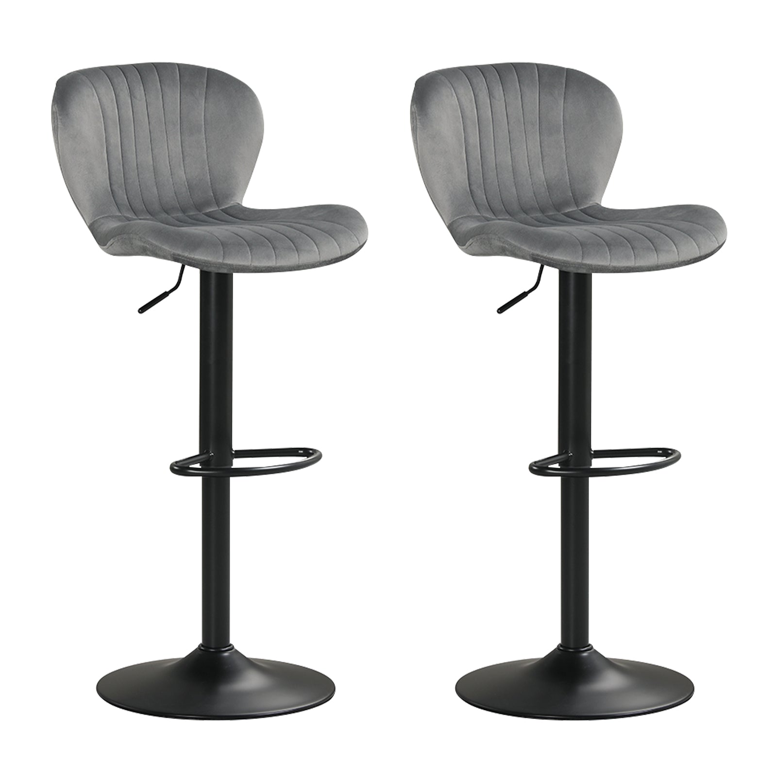 Adjustable Counter Height Chairs Set of 2 with Velvet Upholstered Backrests, Gray Bar Stools at Gallery Canada