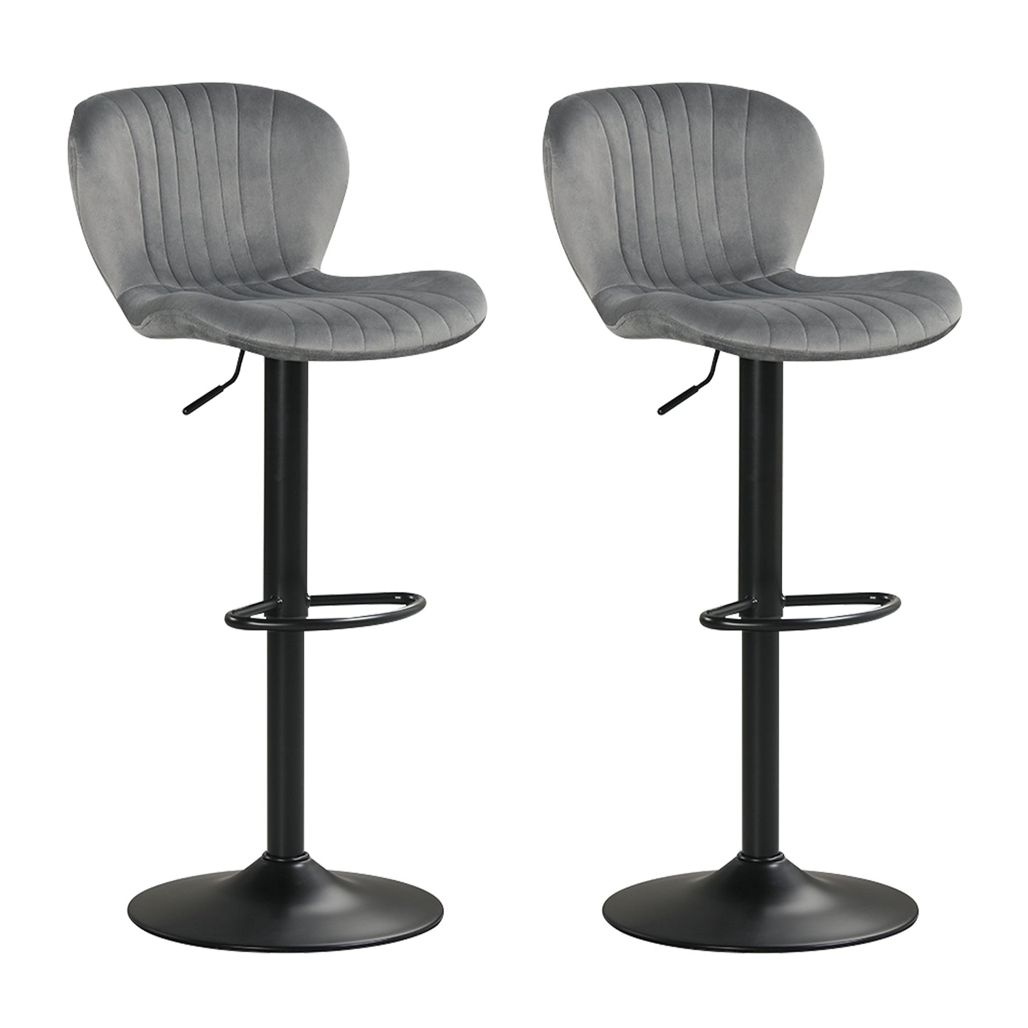 Adjustable Counter Height Chairs Set of 2 with Velvet Upholstered Backrests, Gray Bar Stools at Gallery Canada