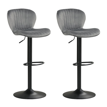 Adjustable Counter Height Chairs Set of 2 with Velvet Upholstered Backrests, Gray Bar Stools at Gallery Canada