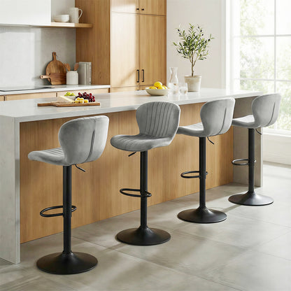 Adjustable Counter Height Chairs Set of 2 with Velvet Upholstered Backrests, Gray Bar Stools at Gallery Canada