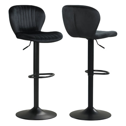Adjustable Counter Height Chairs Set of 2 with Velvet Upholstered Backrests, Black Bar Stools Black at Gallery Canada