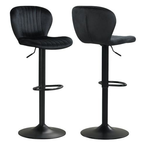Adjustable Counter Height Chairs Set of 2 with Velvet Upholstered Backrests, Black