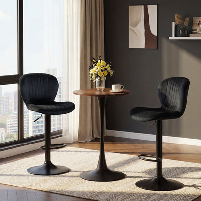 Adjustable Counter Height Chairs Set of 2 with Velvet Upholstered Backrests, Black Bar Stools at Gallery Canada