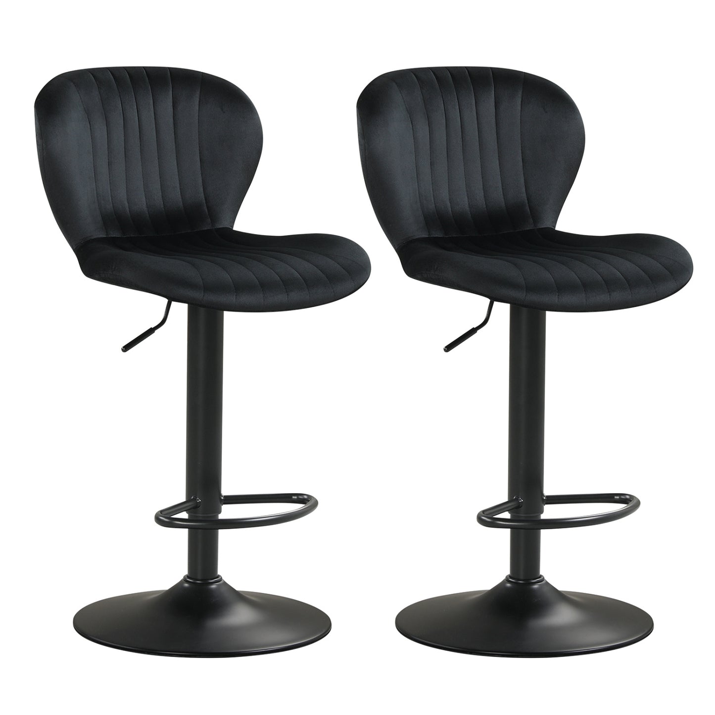 Adjustable Counter Height Chairs Set of 2 with Velvet Upholstered Backrests, Black Bar Stools at Gallery Canada