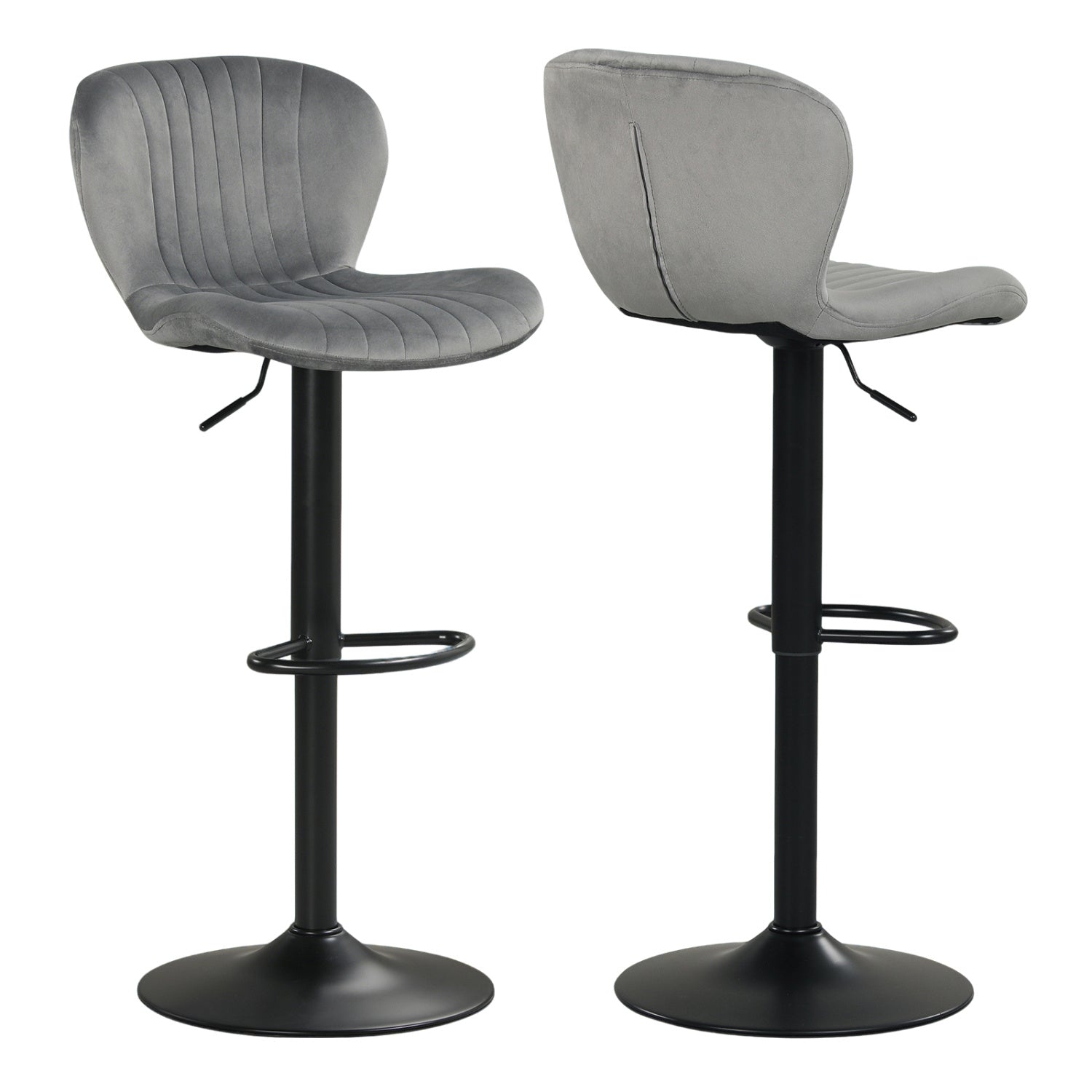 Adjustable Counter Height Chairs Set of 2 with Velvet Upholstered Backrests, Gray Bar Stools at Gallery Canada