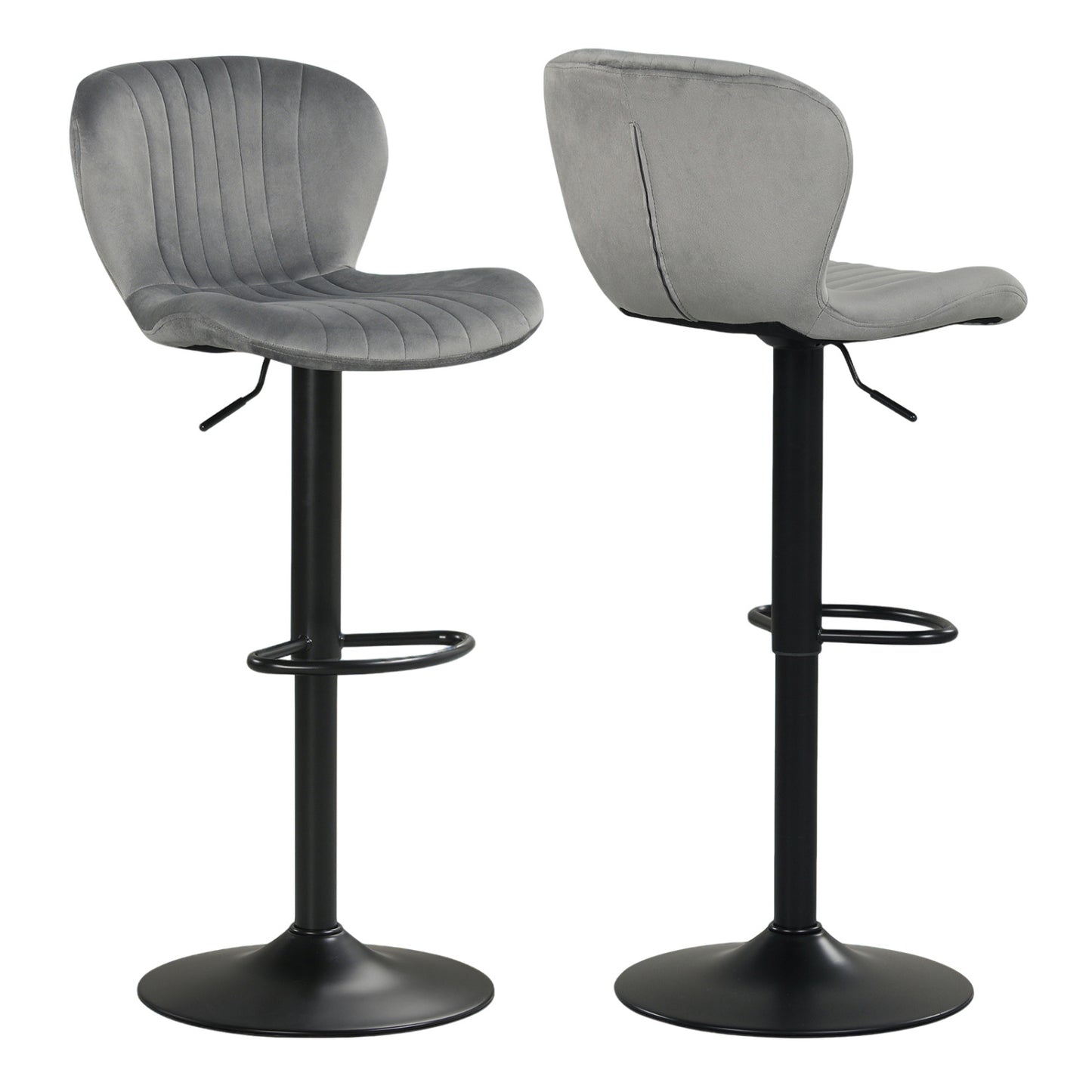 Adjustable Counter Height Chairs Set of 2 with Velvet Upholstered Backrests, Gray Bar Stools at Gallery Canada