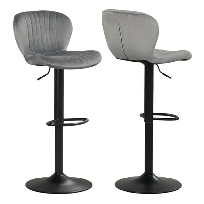 Adjustable Counter Height Chairs Set of 2 with Velvet Upholstered Backrests, Gray Bar Stools at Gallery Canada