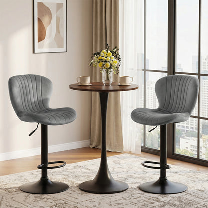Adjustable Counter Height Chairs Set of 2 with Velvet Upholstered Backrests, Gray Bar Stools at Gallery Canada