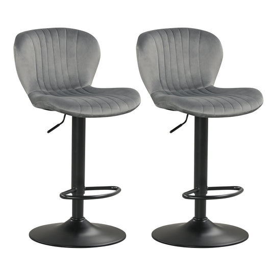 Adjustable Counter Height Chairs Set of 2 with Velvet Upholstered Backrests, Gray Bar Stools Gray at Gallery Canada