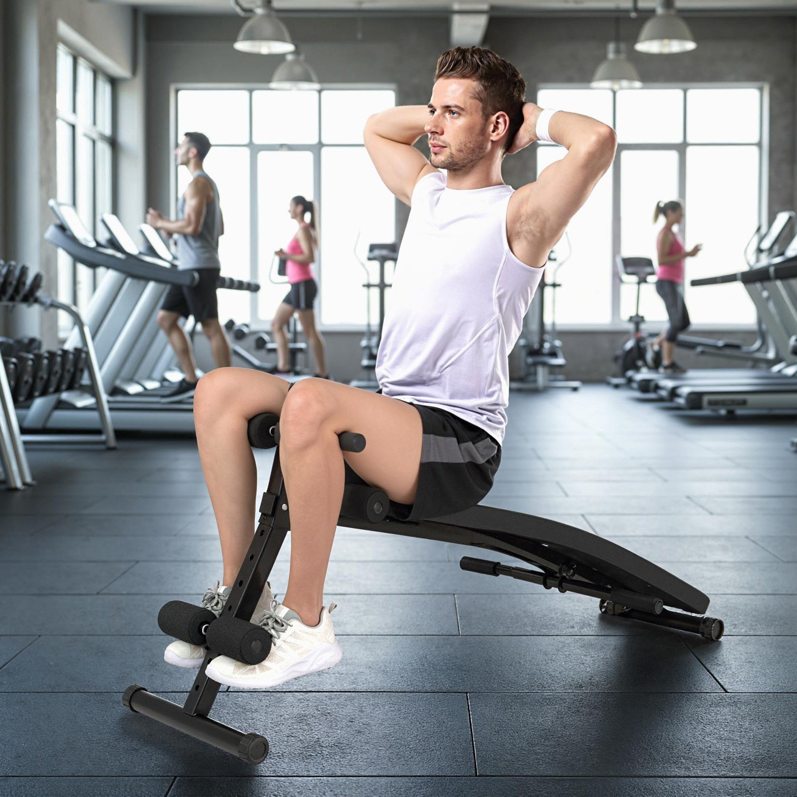 Adjustable Decline Sit Up Bench, Black Exercise Machines at Gallery Canada