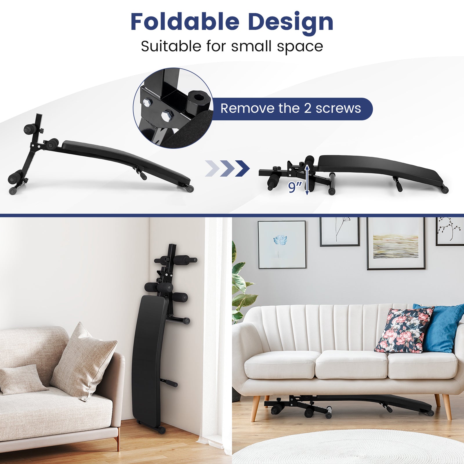 Adjustable Decline Sit Up Bench, Black Exercise Machines at Gallery Canada