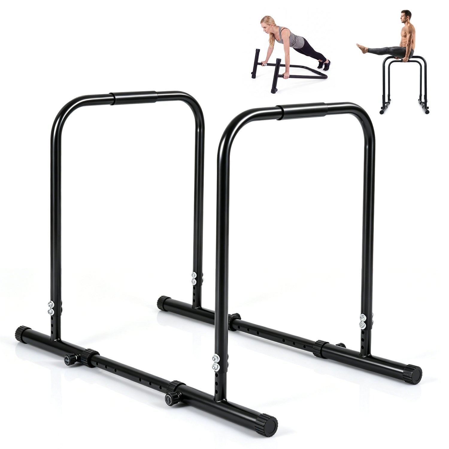 Adjustable Dip Bar Station, 660 LBS Capacity, Black Yoga Accessories at Gallery Canada