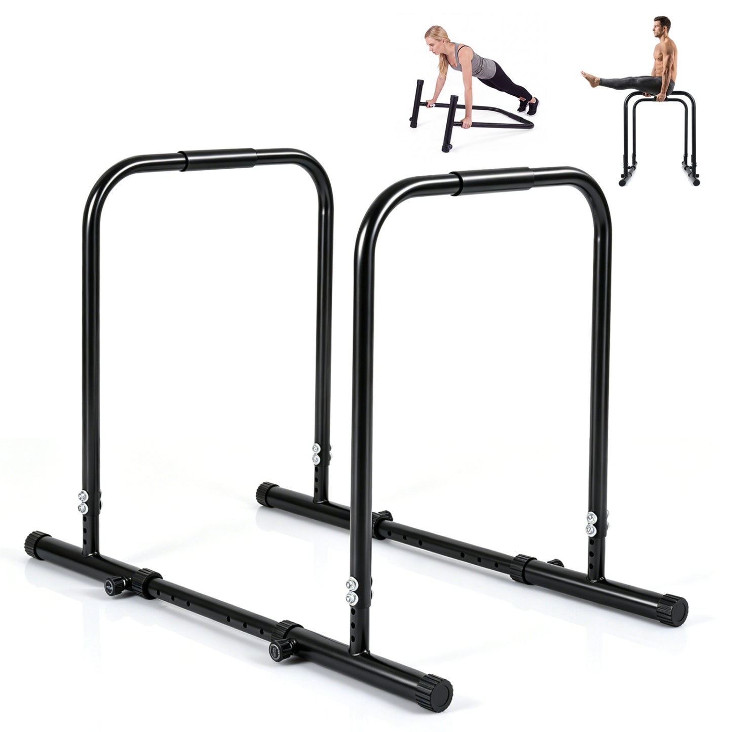 Adjustable Dip Bar Station, 660 LBS Capacity, Black Yoga Accessories at Gallery Canada
