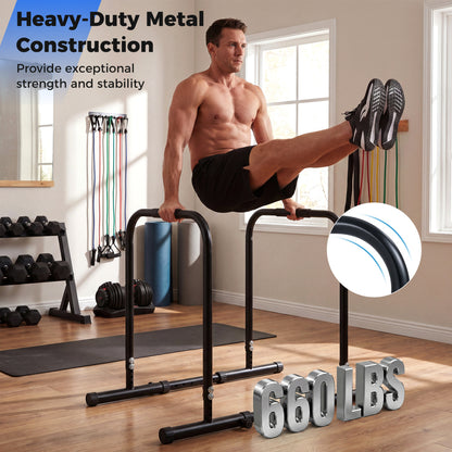 Adjustable Dip Bar Station, 660 LBS Capacity, Black Yoga Accessories at Gallery Canada
