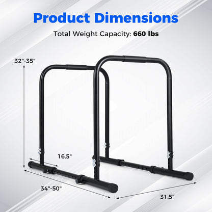 Adjustable Dip Bar Station, 660 LBS Capacity, Black Yoga Accessories at Gallery Canada