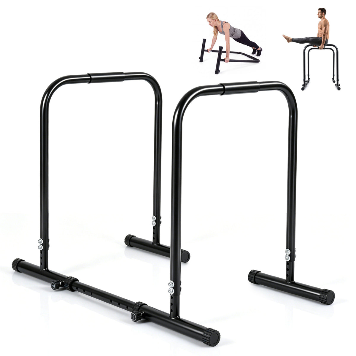 Adjustable Dip Bar Station, 660 LBS, Black Yoga Accessories Black at Gallery Canada