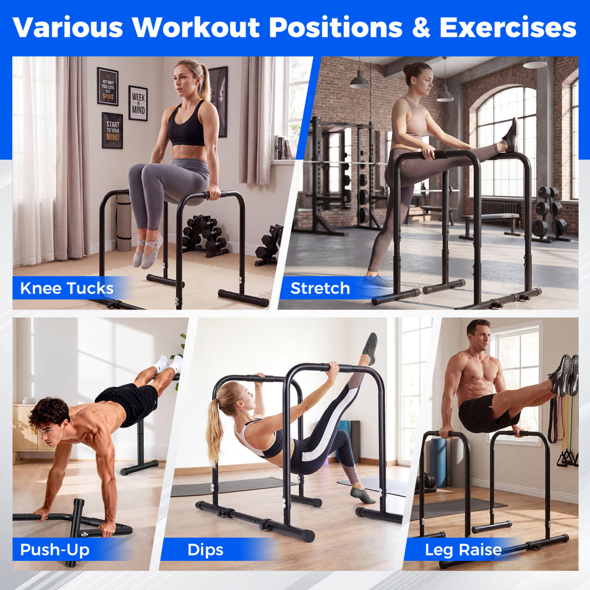 Adjustable Dip Bar Station, 660 LBS, Black Yoga Accessories at Gallery Canada