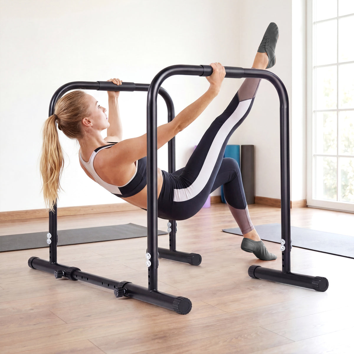 Adjustable Dip Bar Station, 660 LBS, Black Yoga Accessories at Gallery Canada