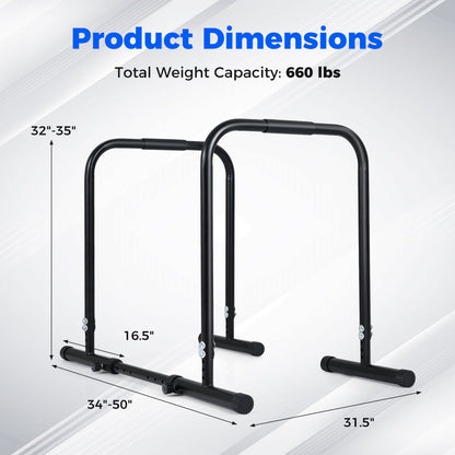 Adjustable Dip Bar Station, 660 LBS, Black Yoga Accessories at Gallery Canada