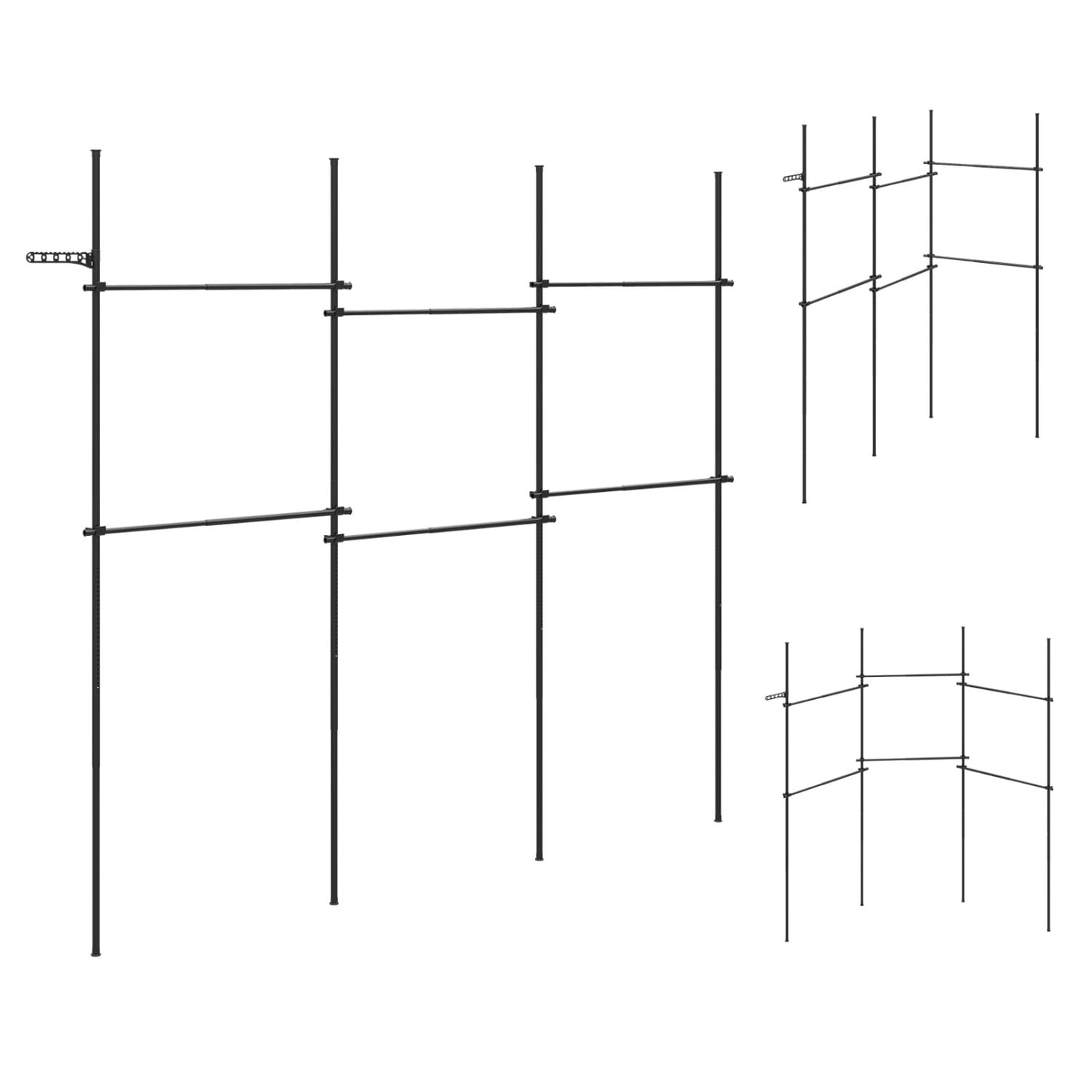 Adjustable Floor to Ceiling Clothes Rack with 6 Hanging Rods, Black