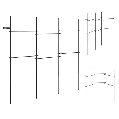 Adjustable Floor to Ceiling Clothes Rack with 6 Hanging Rods, Black