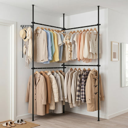 Adjustable Floor to Ceiling Clothes Rack, Black