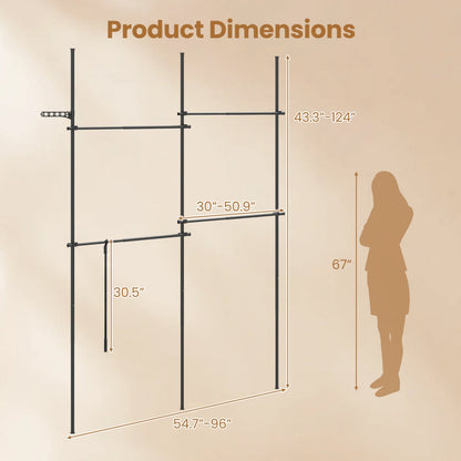 Adjustable Floor to Ceiling Clothes Rack, Black
