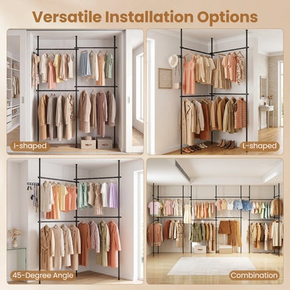 Adjustable Floor to Ceiling Clothes Rack, Black
