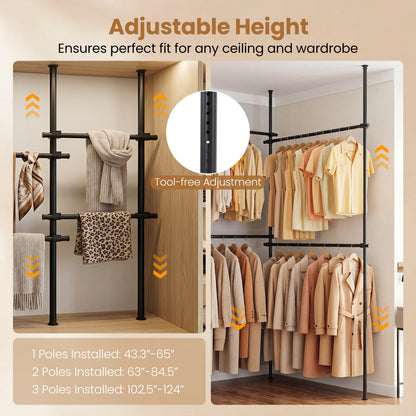 Adjustable Floor to Ceiling Clothes Rack, Black