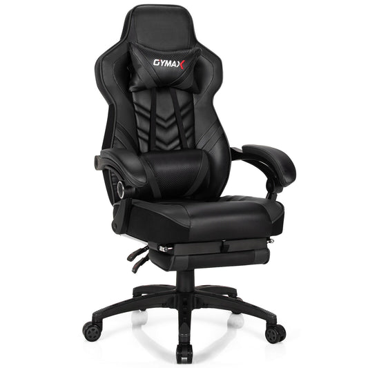 Adjustable Gaming Chair With Footrest, Black Gaming Chairs Black at Gallery Canada