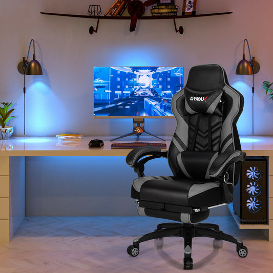 Adjustable Gaming Chair With Footrest, Gray Gaming Chairs Gray at Gallery Canada