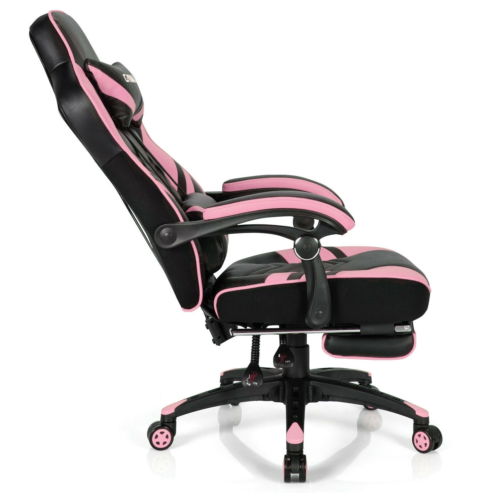 Adjustable Gaming Chair With Footrest, Pink Gaming Chairs at Gallery Canada