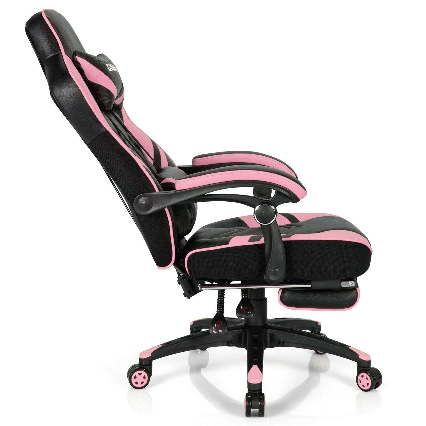 Adjustable Gaming Chair With Footrest, Pink Gaming Chairs at Gallery Canada