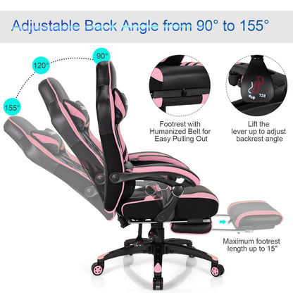 Adjustable Gaming Chair With Footrest, Pink Gaming Chairs at Gallery Canada