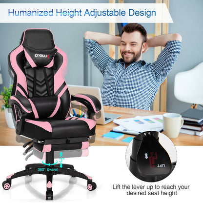 Adjustable Gaming Chair With Footrest, Pink Gaming Chairs at Gallery Canada