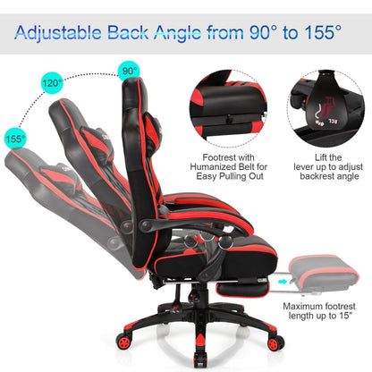 Adjustable Gaming Chair With Footrest, Red Gaming Chairs at Gallery Canada