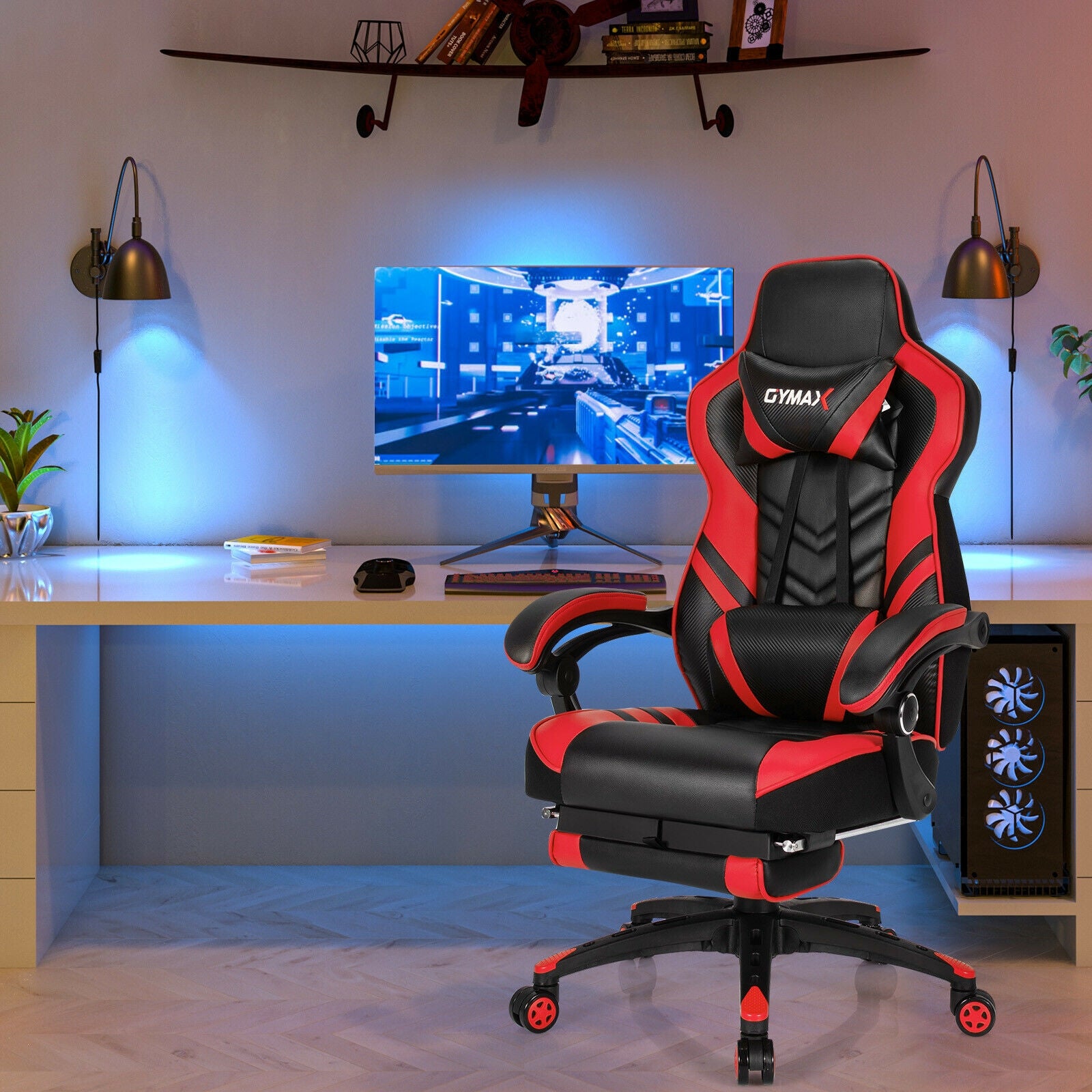 Adjustable Gaming Chair With Footrest, Red Gaming Chairs at Gallery Canada