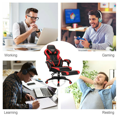 Adjustable Gaming Chair With Footrest, Red Gaming Chairs at Gallery Canada