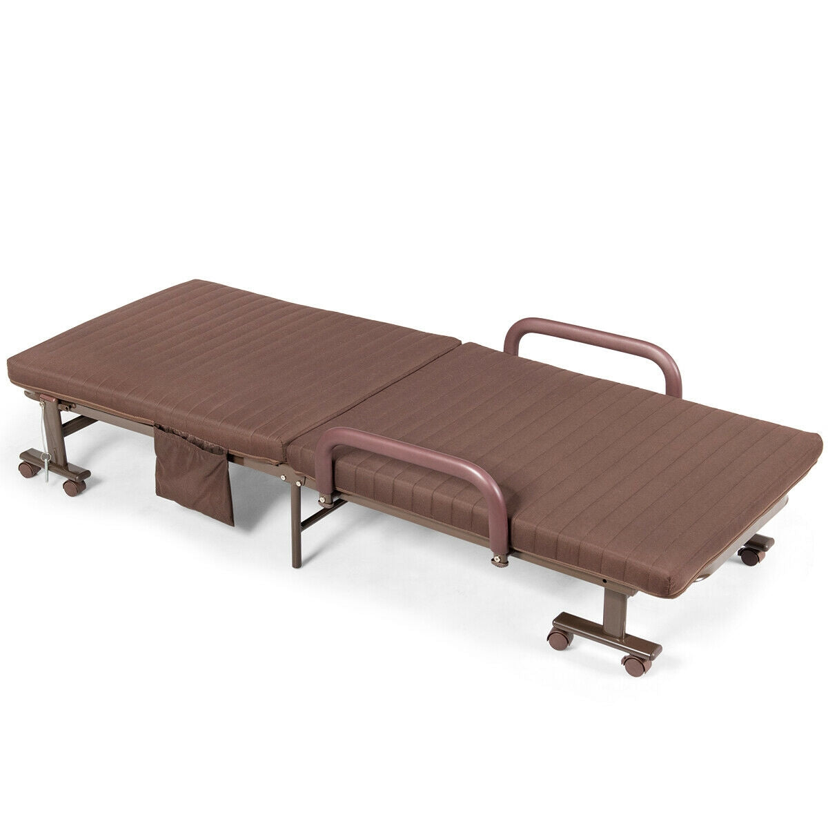 Adjustable Guest Single Bed Lounge Portable Wheels, Brown Folding Beds at Gallery Canada