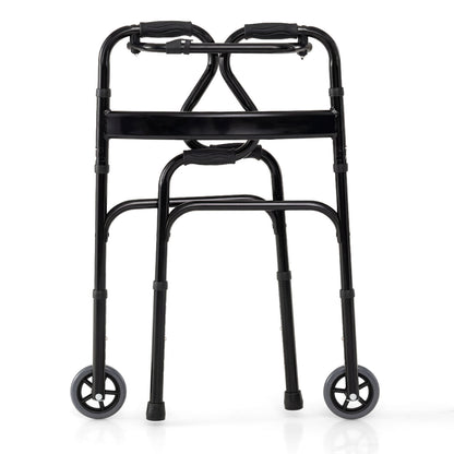Adjustable Heavy Duty Folding Walker, Unidirectional Wheels, Bi Level Armrests, Black Walkers & Rollators at Gallery Canada