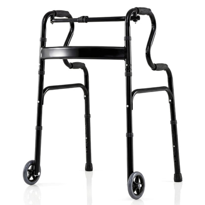 Adjustable Heavy Duty Folding Walker, Unidirectional Wheels, Bi Level Armrests, Black Walkers & Rollators at Gallery Canada