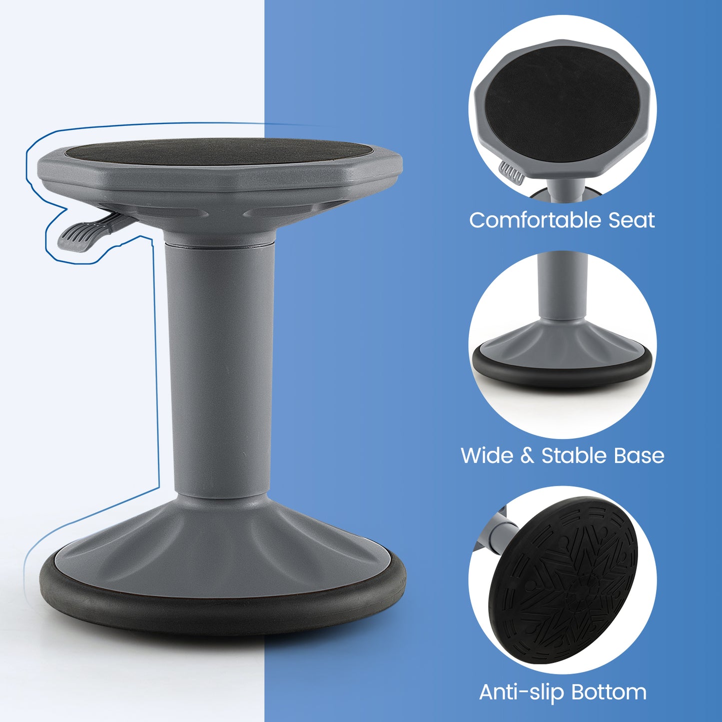 Adjustable-Height Wobble Chair Active Learning Stool for Office Stand Up Desk, Gray Kneeling Chiars at Gallery Canada