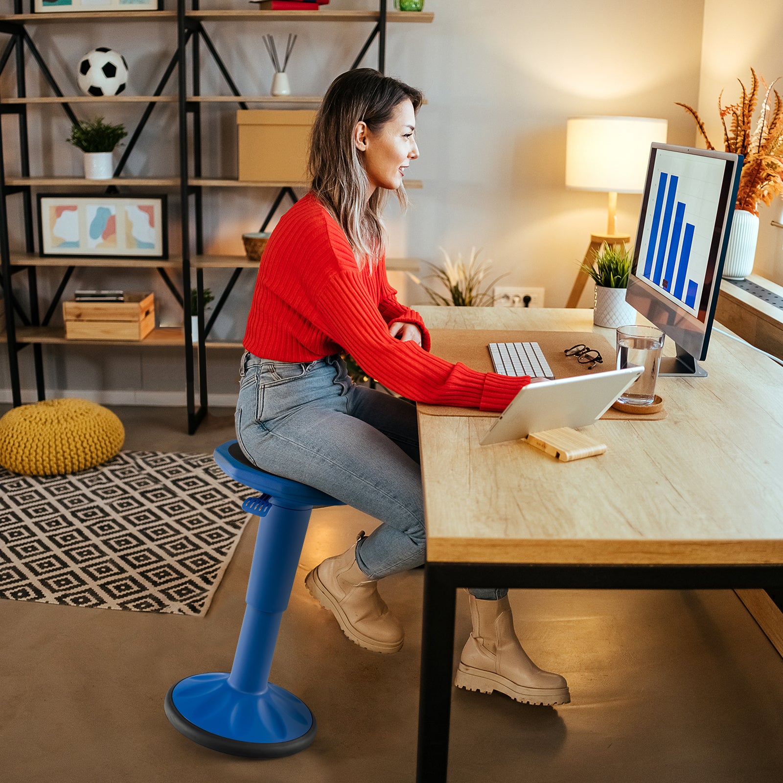 Adjustable Height Wobble Chair, Active Learning Stool, Navy Kneeling Chiars at Gallery Canada