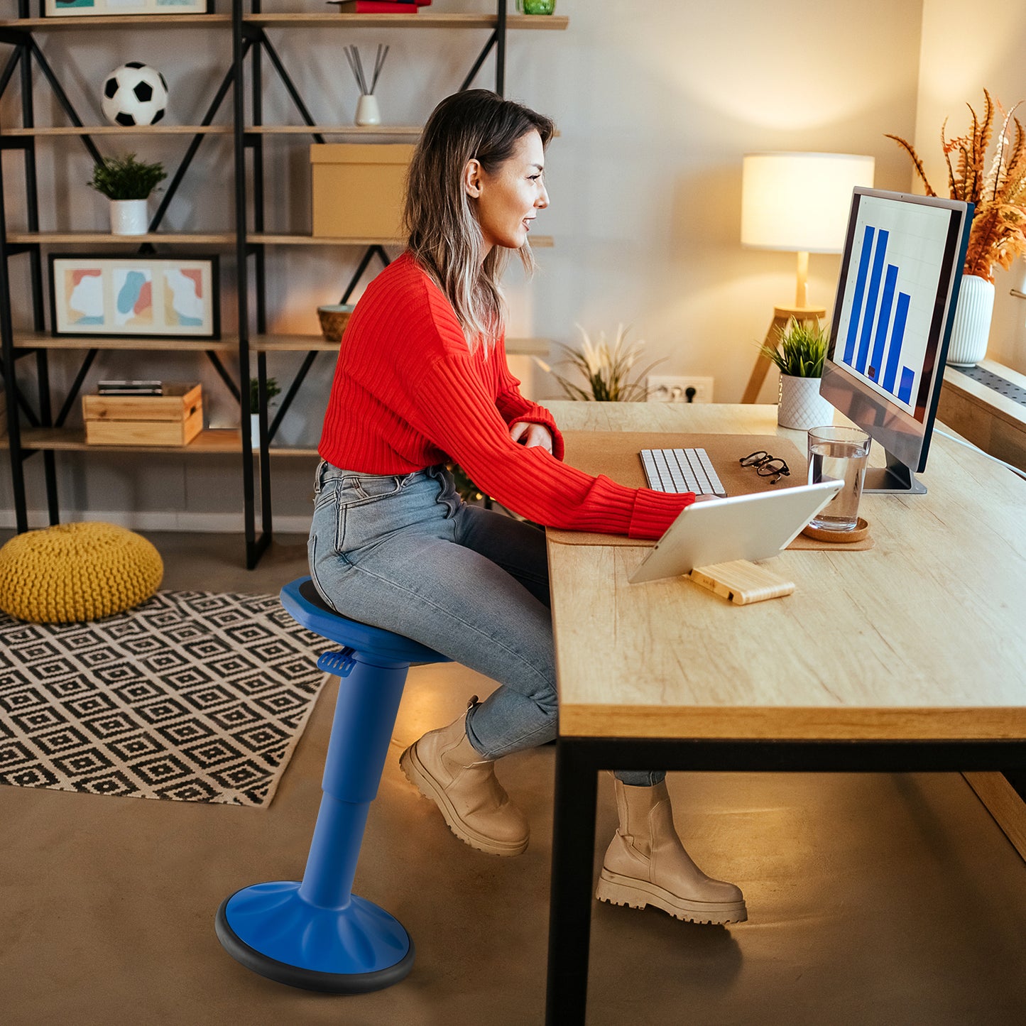 Adjustable Height Wobble Chair, Active Learning Stool, Navy Kneeling Chiars at Gallery Canada