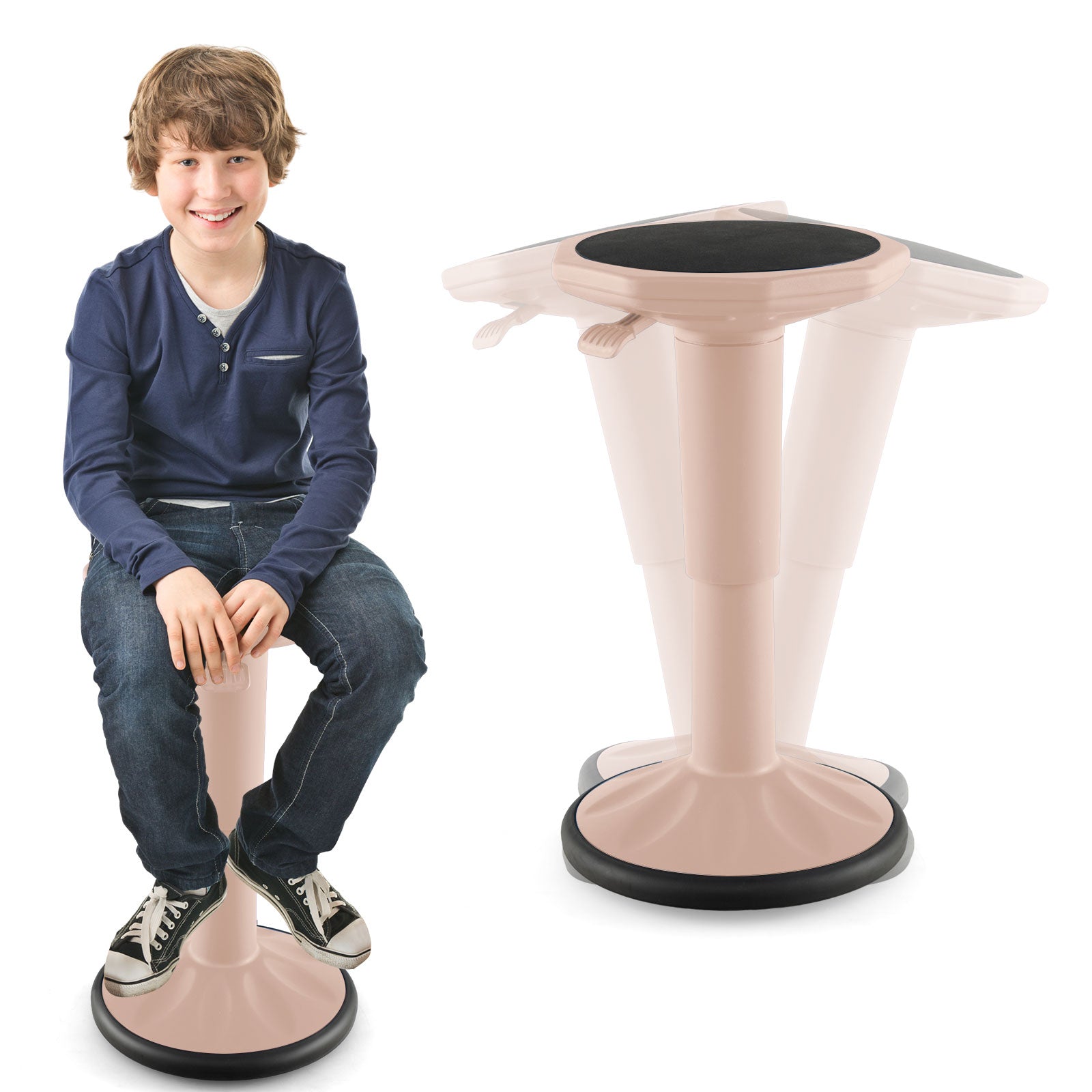 Adjustable-Height Wobble Chair Active Learning Stool for Office Stand Up Desk, Pink Kneeling Chairs at Gallery Canada