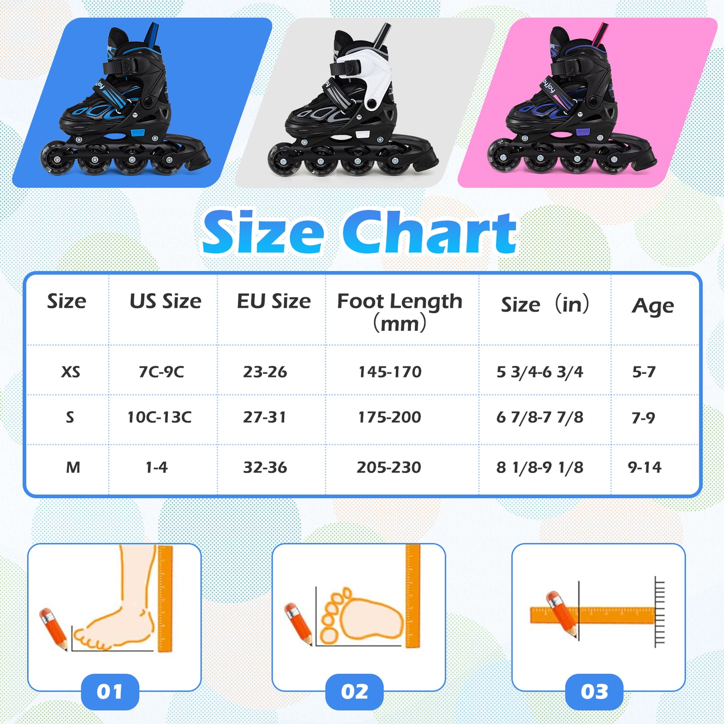 Adjustable Kids' Incline Skates for Boys Girls Ages 5-14, Black Toy Sports at Gallery Canada