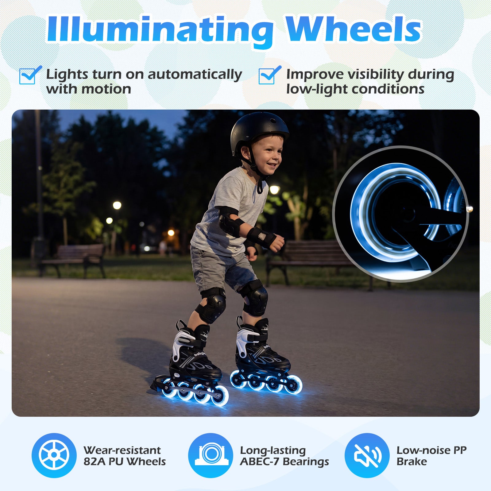 Adjustable Kids' Incline Skates for Boys Girls Ages 5-14, Black Toy Sports at Gallery Canada