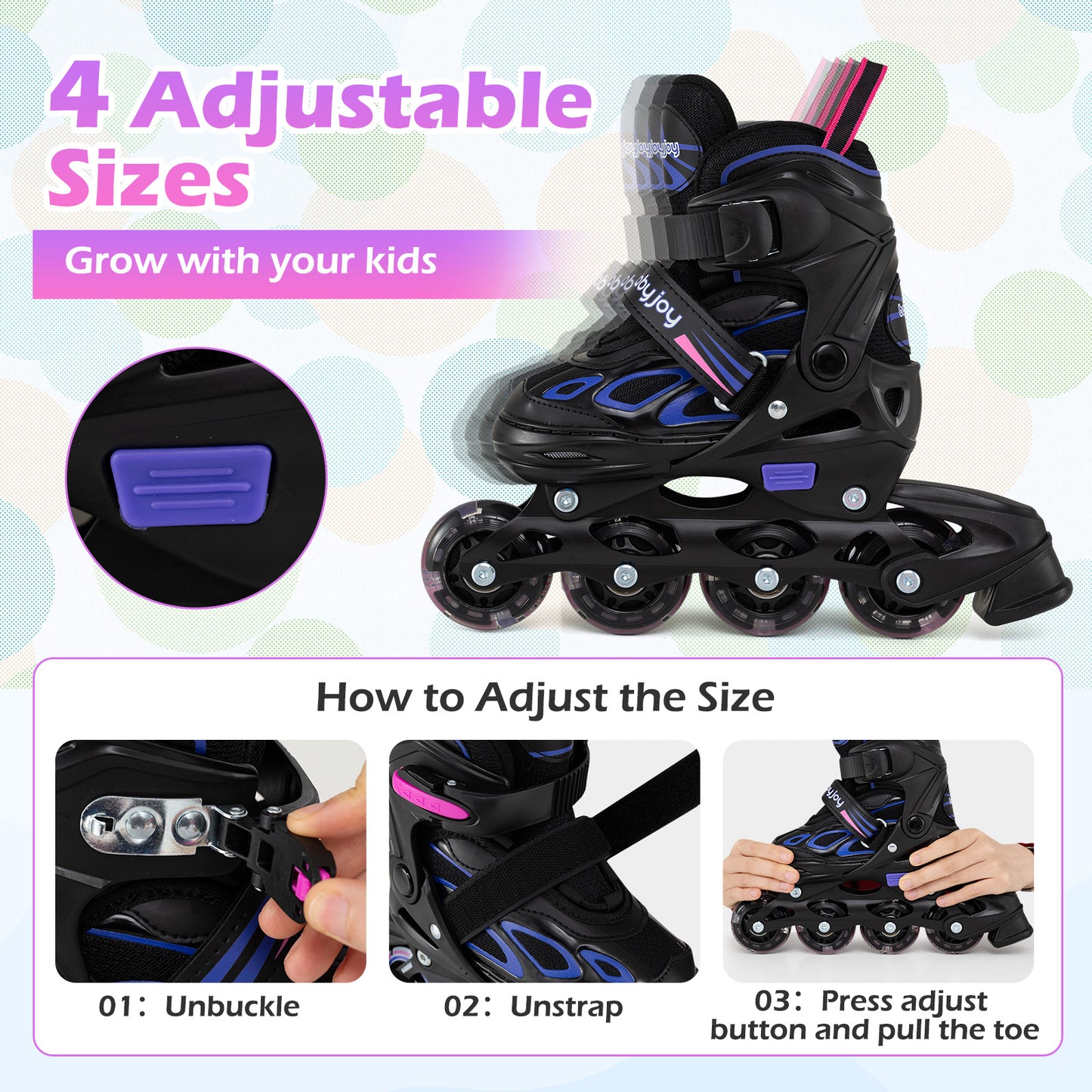 Adjustable Kids' Incline Skates for Boys Girls Ages 5-14, Purple Toy Sports at Gallery Canada