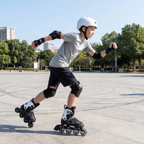 Adjustable Kids' Incline Skates 4 Sizes Adjustable Blade Roller, Black
